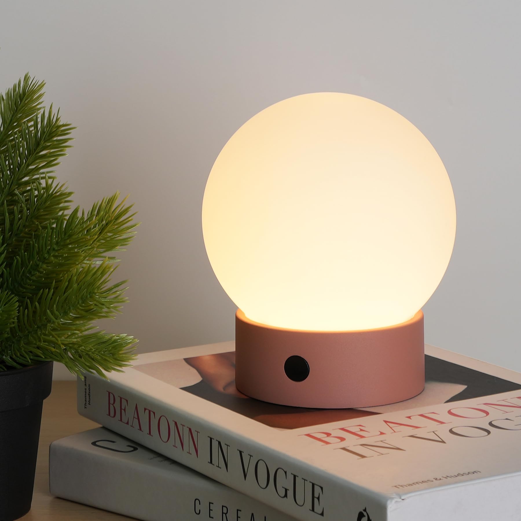WEILAILUX Cordless Table Lamp, Waterproof Touch Dimmable Globe Light, Rechargeable, Pink, Model WL-2450