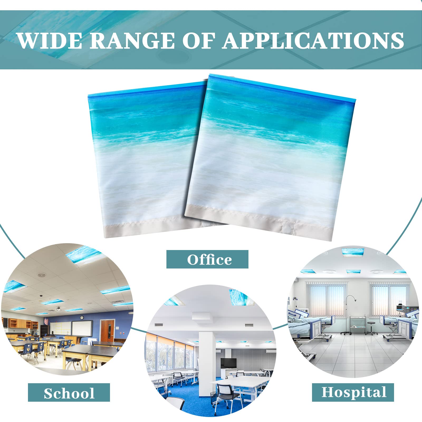 Patelai Fluorescent Light Cover with 10 Magnets, 4 x 2 Feet, Sea Wave, Model PT-Patelai-3154