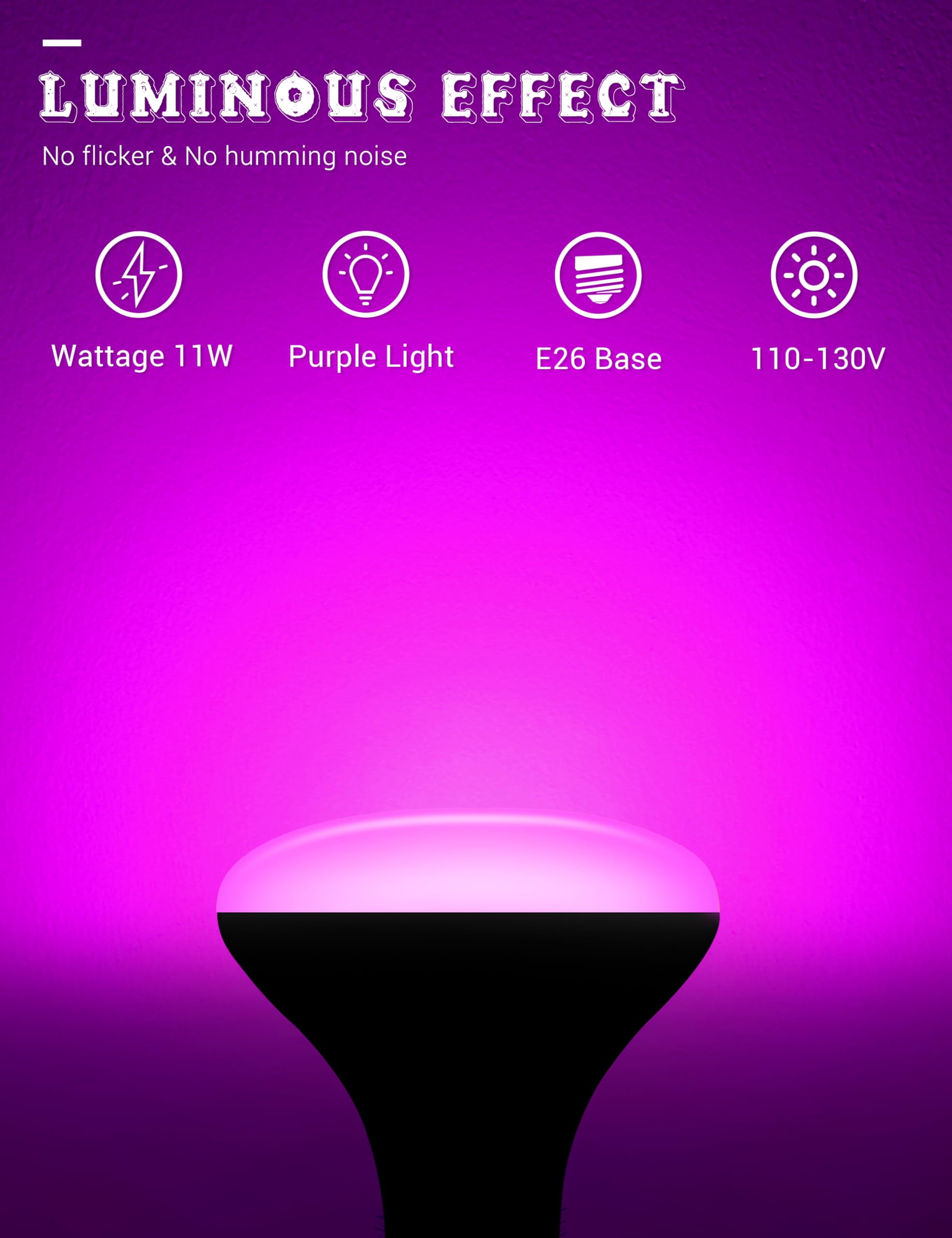 JandCase BR30 Indoor Flood Light Bulbs, E26 Base, 11W Equivalent, 2 Pack, Purple & Orange