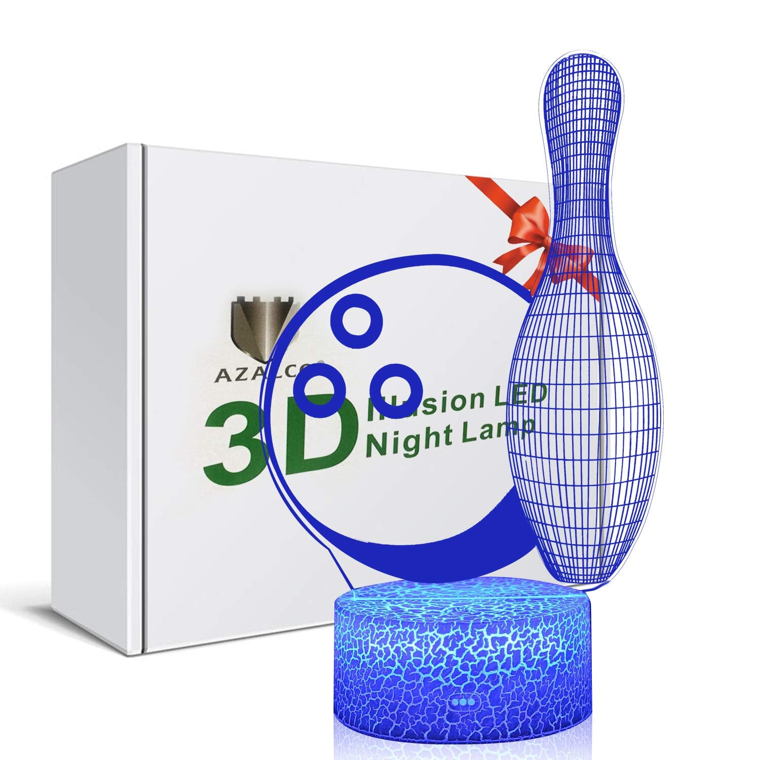 Bowling 3D Night Light,16 Color Change&Dimming by Remote Control or Smart Touch Optical Illusion Bedside Lamps,Sports Decor for 