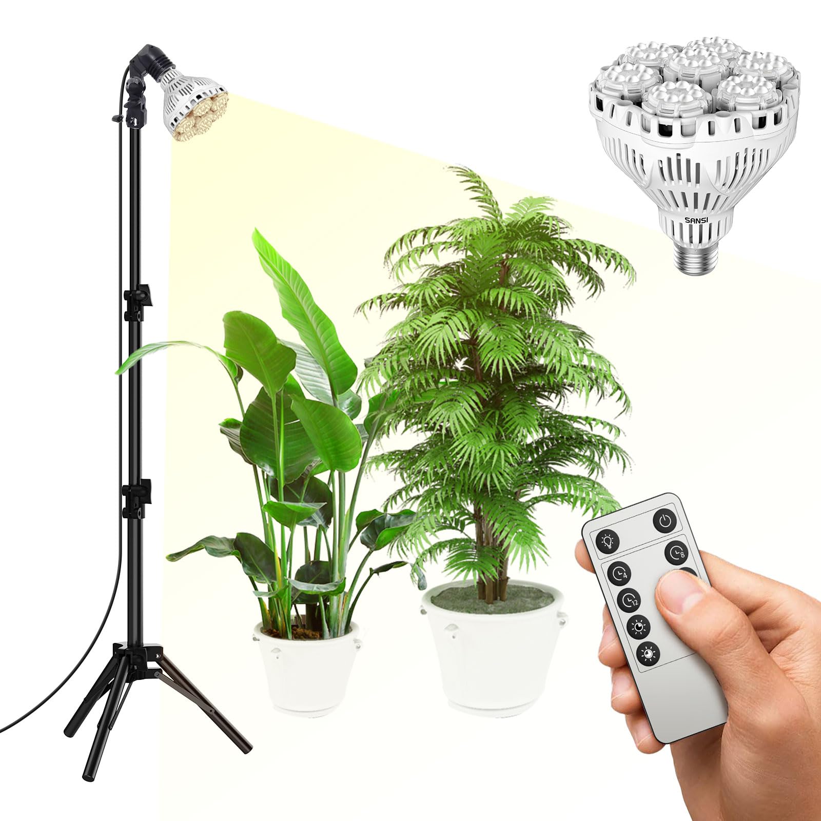 SANSI Grow Lights for Indoor Plants, Dimmable 40W, Adjustable Tripod 35.8in-47in, Cool White, Model C21GL-CE26-40W