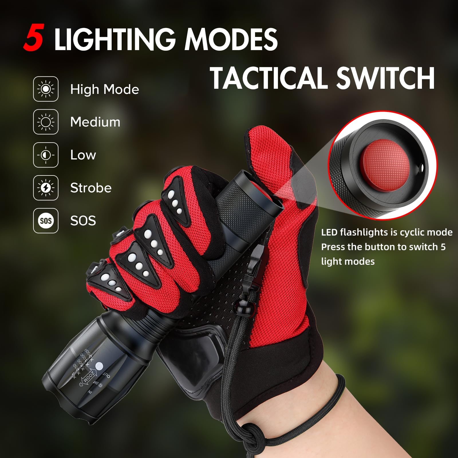 Kelme 3 Pack Flashlights High Lumens, Powerful Tactical Flashlights With 5 Modes, Zoomable Small Led Flashlight Waterproof Handh