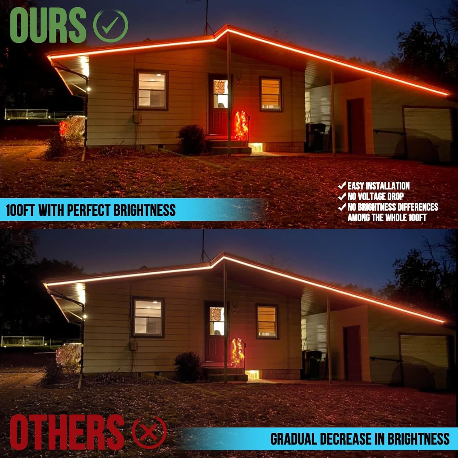 SIFWEX 200ft Outdoor LED Strip Lights, IP67 Waterproof, Color Changing, Music Sync, Remote & App Control, 24V, Multicolor
