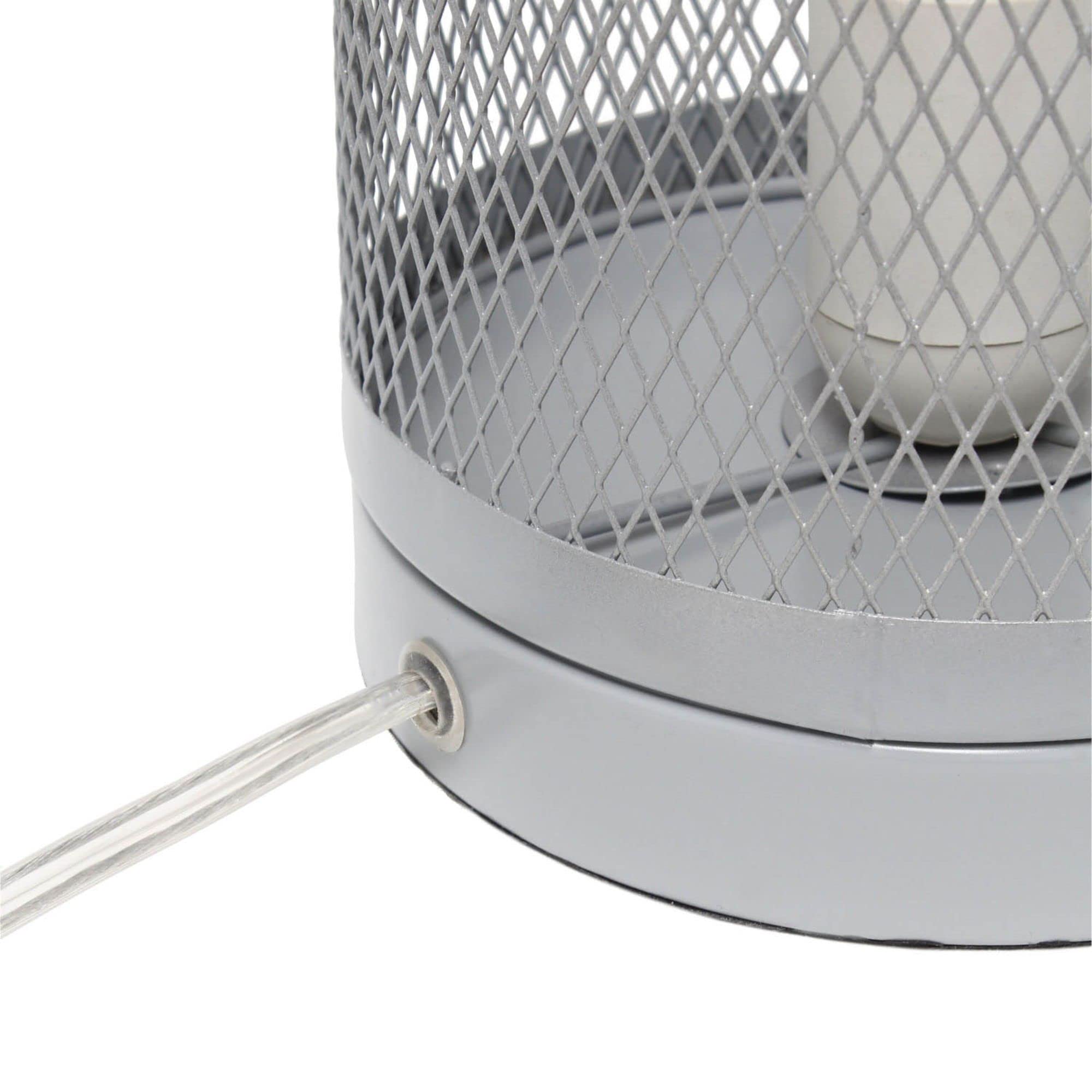 Simple Designs Lt1075-Gry Cylindrical Steel Table Lamp, Gray