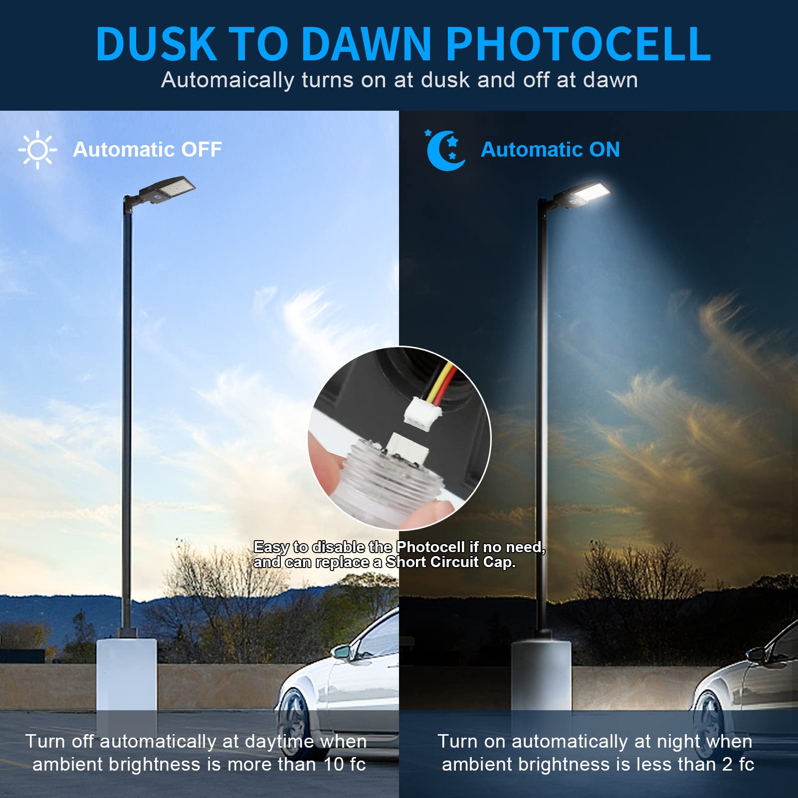AKK LED Parking Lot Light 300W Adjustable Arm Mount 42000LM 5000K Waterproof ETL Listed