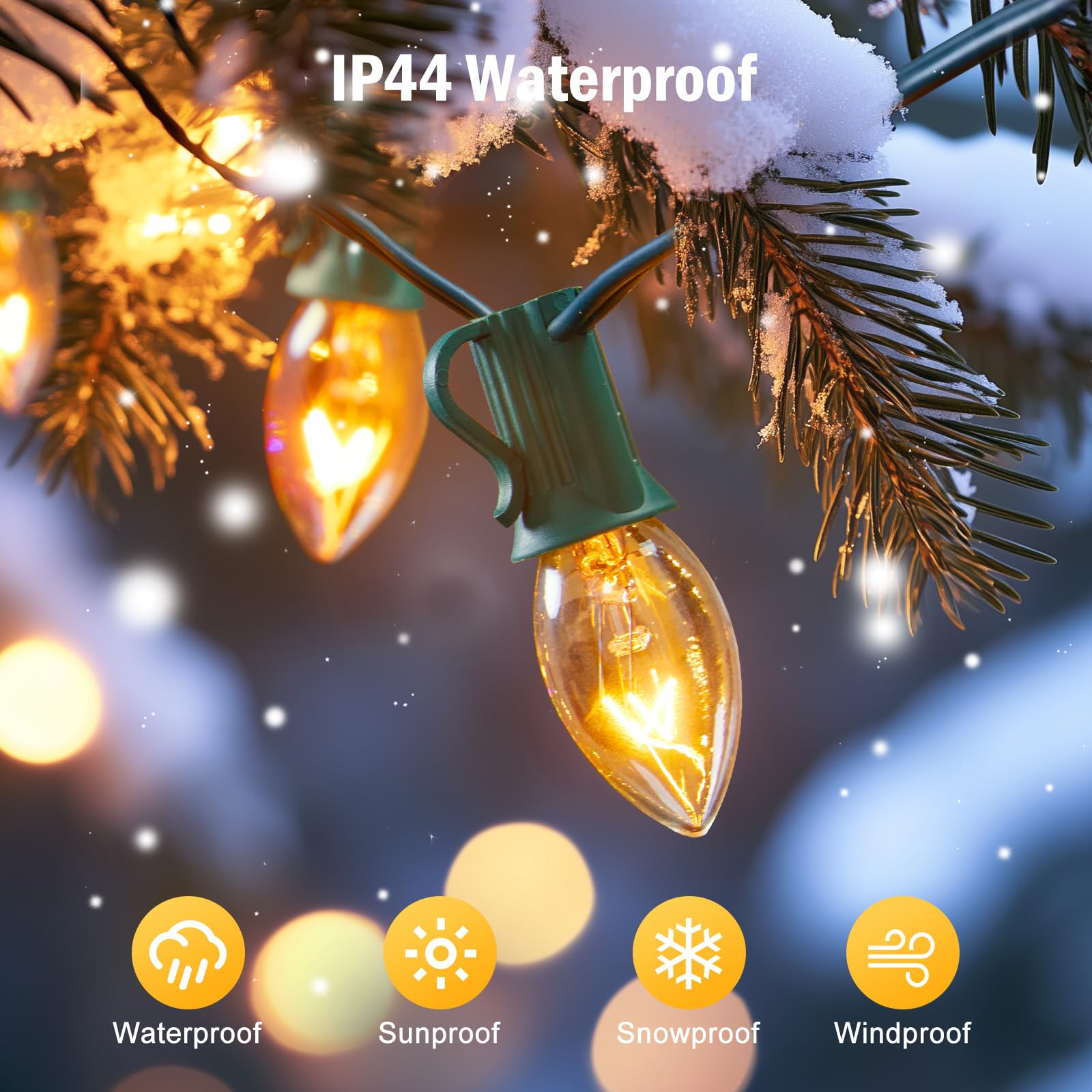 25 Pack C7 Clear Christmas Bulbs Replacement Light Bulbs For C7 E12 Base Christmas String Lights, Classic Christmas Bulbs For Ni