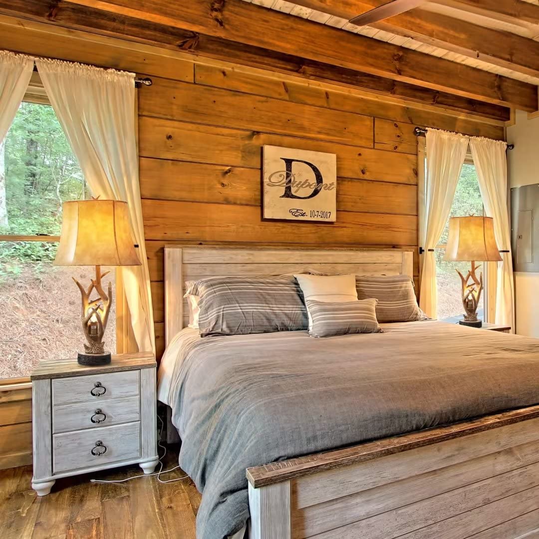 Dungoo Rustic Western Deer Table Lamps With Nightlight Set Of 2, 26&quot; Rustic Bedside Lamps For Bedroom With 2 Usb Ports, Natural Antler Table Lamp For Christmas Living Room Gift Foyer Office