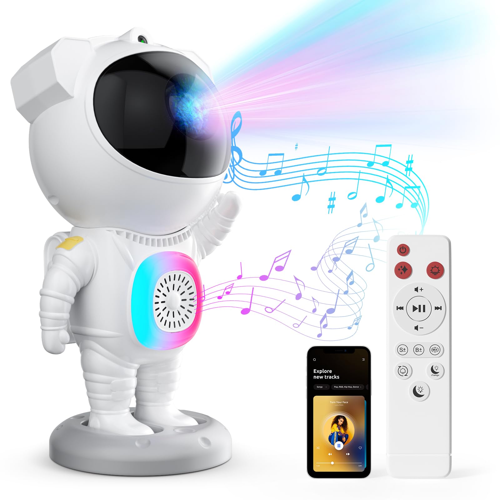 Astronaut Galaxy Projector,Space Projector,with Bluetooth Speaker and Remote Control,360 Adjustable Angle,Spaceman Star Kids Nig