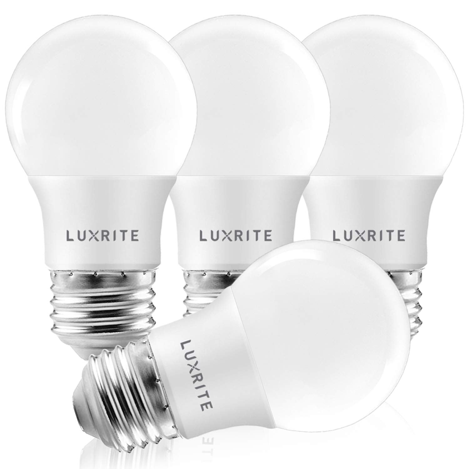 LUXRITE A15 LED Bulb 7W 5000K Bright White Dimmable E26 Medium Base 600 Lumens Enclosed Fixture Rated 4 Pack