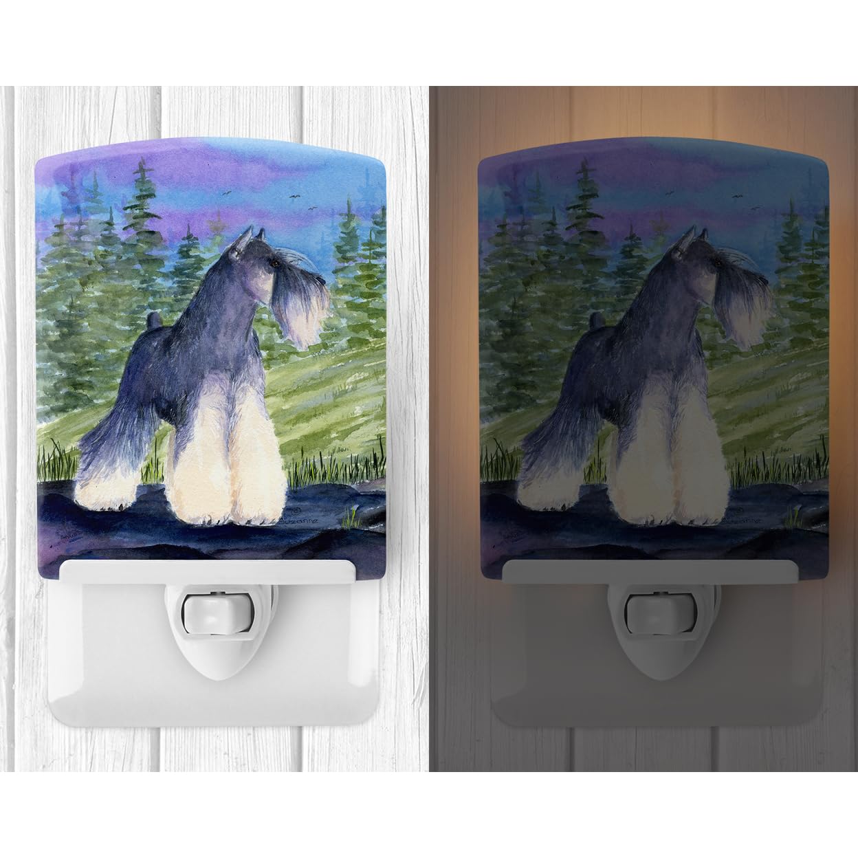 Caroline'S Treasures Ss1061Cnl Schnauzer Ceramic Night Light Compact, Ul-Certified, Ideal For Bedroom, Bathroom, Nursery, Hallway, Kitchen, 6X4X3, Multicolor