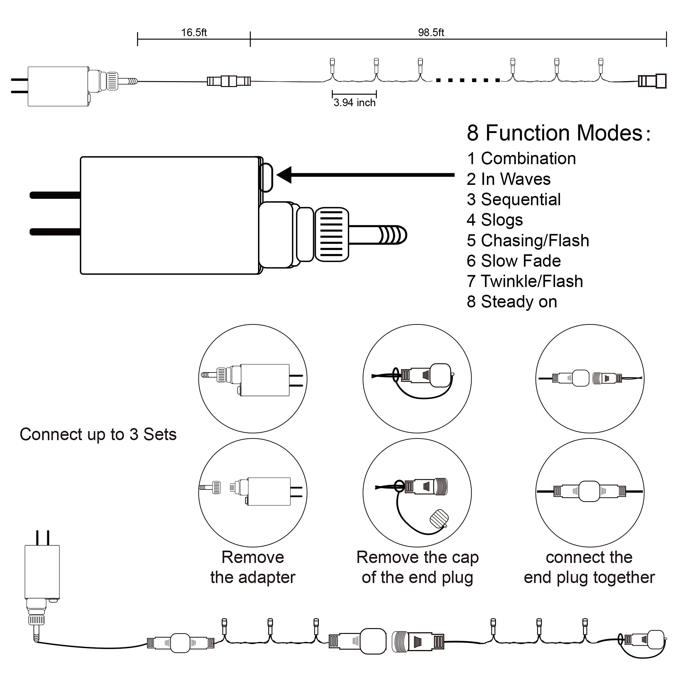 300 Led St Patricks Day Lights, 98.5Ft Christmas String Lights With 8 Lighting Modes, Waterproof & Connectable Mini Lights, Plug