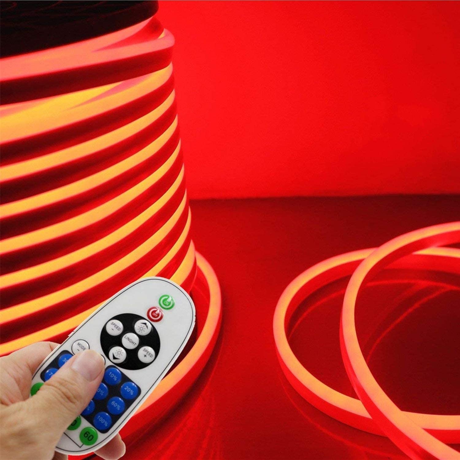 IEKOV LED Neon Light, Flexible Waterproof Rope Light, Dimmable, 40m/131.2ft, Red, Model NEON LIGHT-R-40M