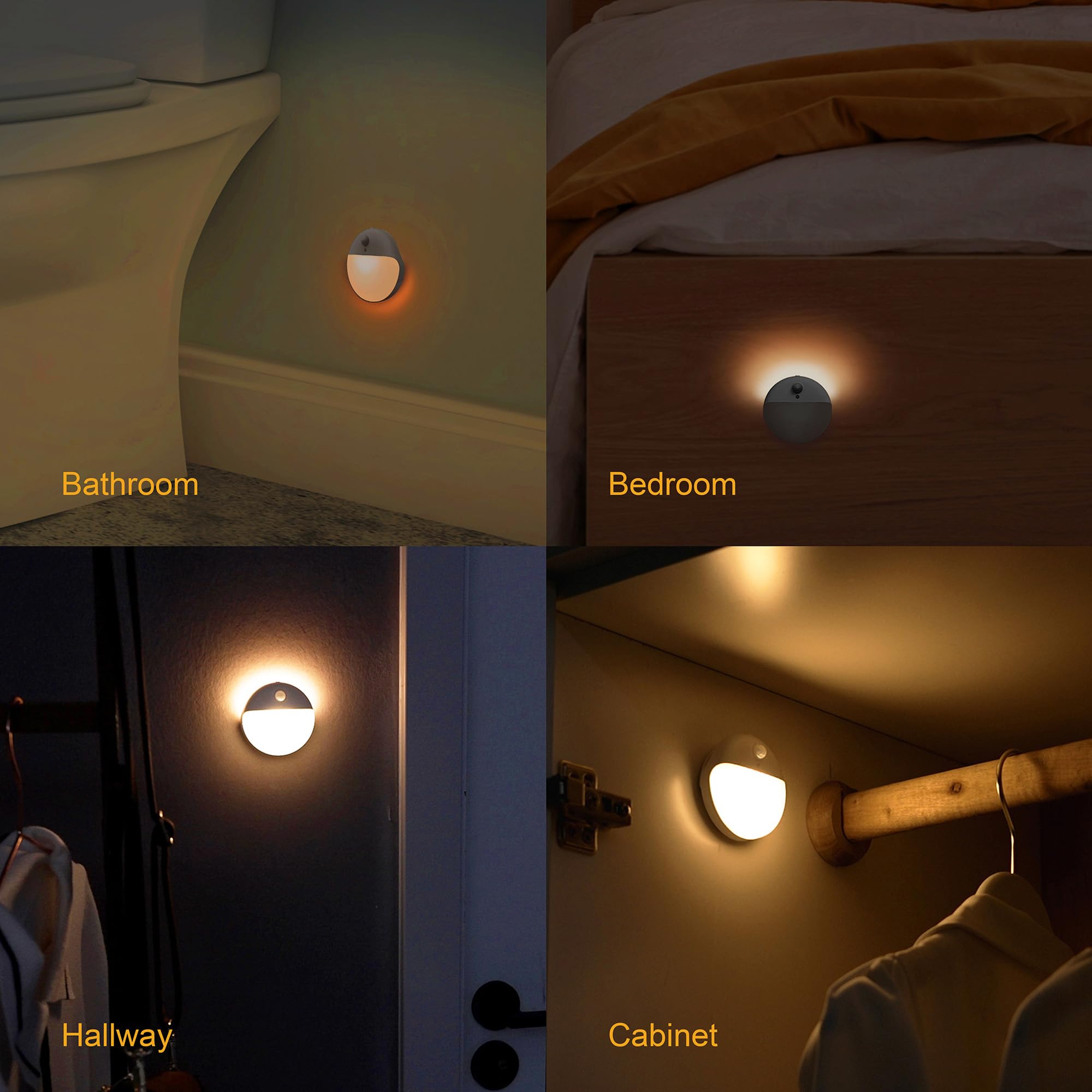 Yunlex 2 Pack Stair Lights Indoor, Stick On Lights, Motion Sensor Night Light, 3 Lighting Modes, Portable Battery Powered, Dimma