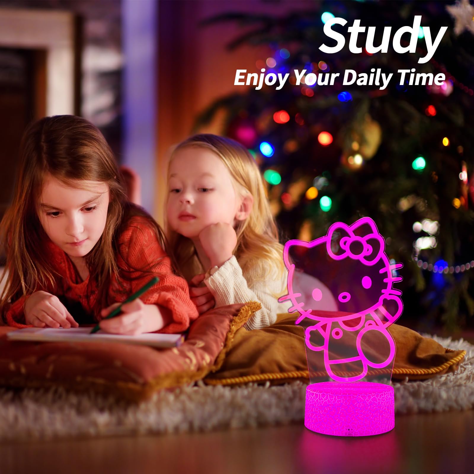 AIHYING Cat Night Light - Cute 16 Color Changing Kitty Lamp with Remote & Timer, Perfect Kids Gift for Christmas & Birthday