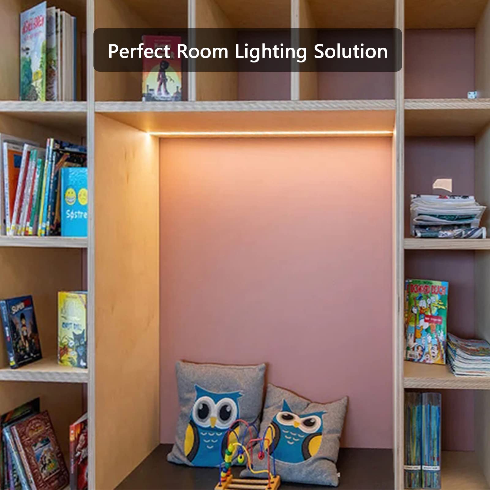 Glpe Cob Led Lights For Bedroom, Usb Powered, 16.4Ft 1600Leds, Warm White Strip Lights, Dimmable, Flexible, 3M Adhesive Tape, Fo