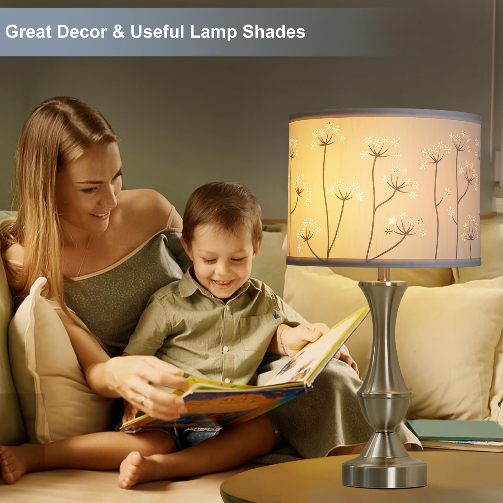 White Lamp Shades Set Of 2, Drum Lampshades, Lampshade 10 Inches Height, Lampshades For Table Lamp, Floor Lamp, Pendant Light, L