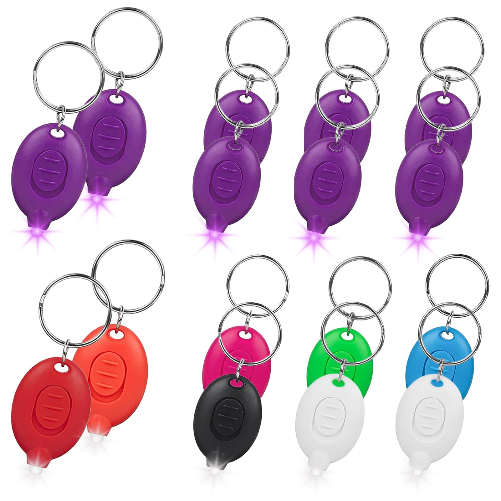 BAWEN 16Pcs LED Keychain Flashlight White/UV Light Mini Keychain Light Ultra Bright Tiny Flashlight, Portable Micro Pocket Key R