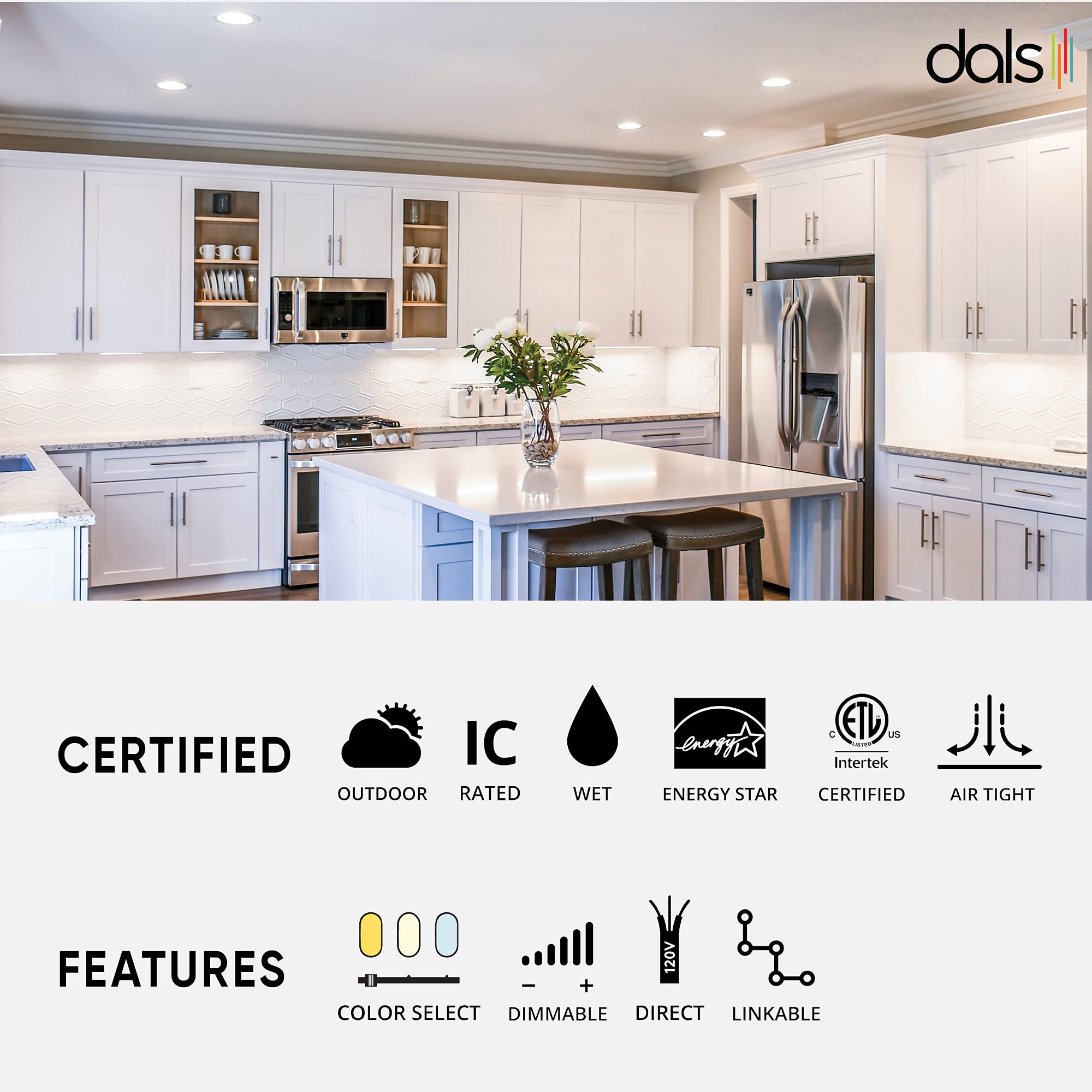 Dals 4 Inch Round Recessed Panel Light With Junction Box/Driver | Cct Color Selectable 2700K, 3000K, 3500K, 4000K, 5000K | 11W,