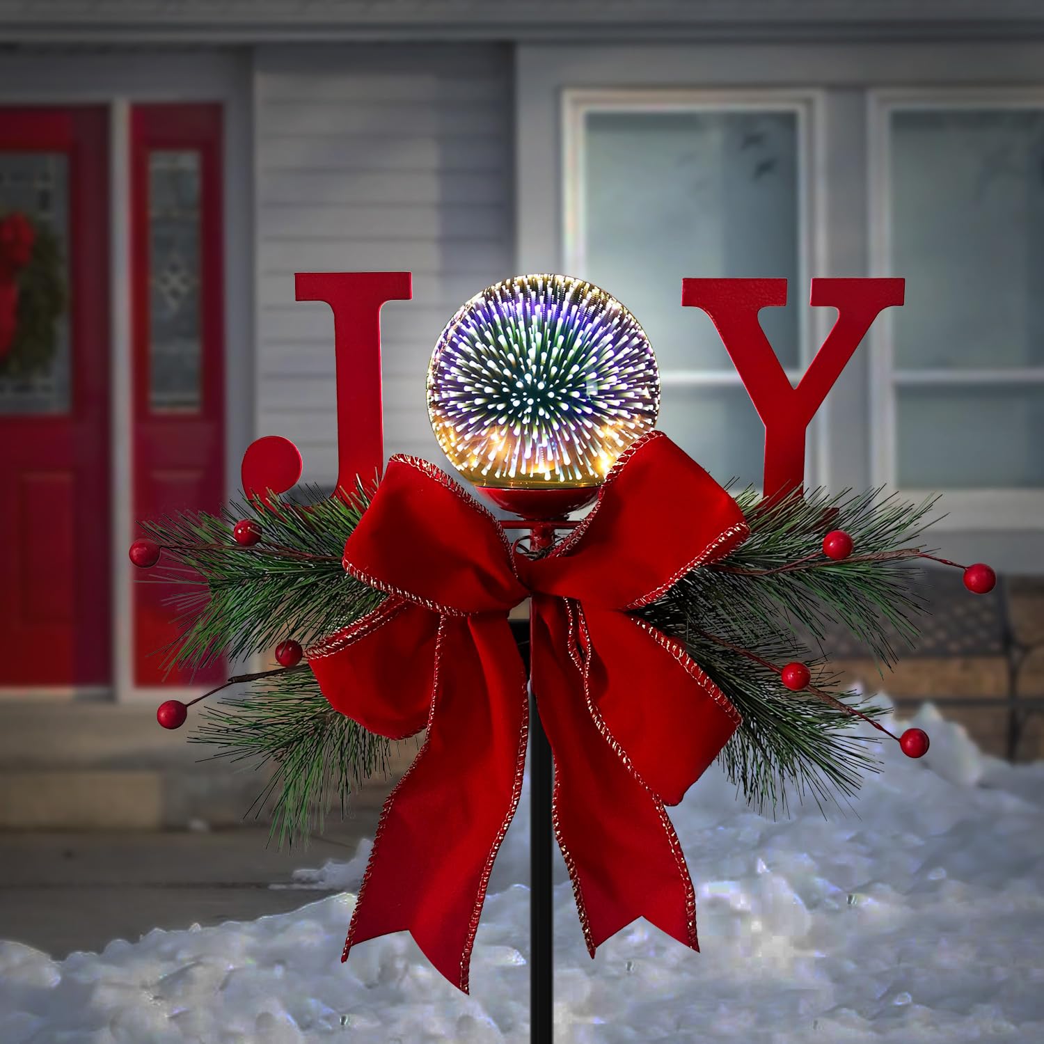 VV-Ladybug Christmas Outdoor Waterproof Solar Lights 3D Glass Ball Fireworks Lighting Garden Stakes Decor Suitable for Gardens C