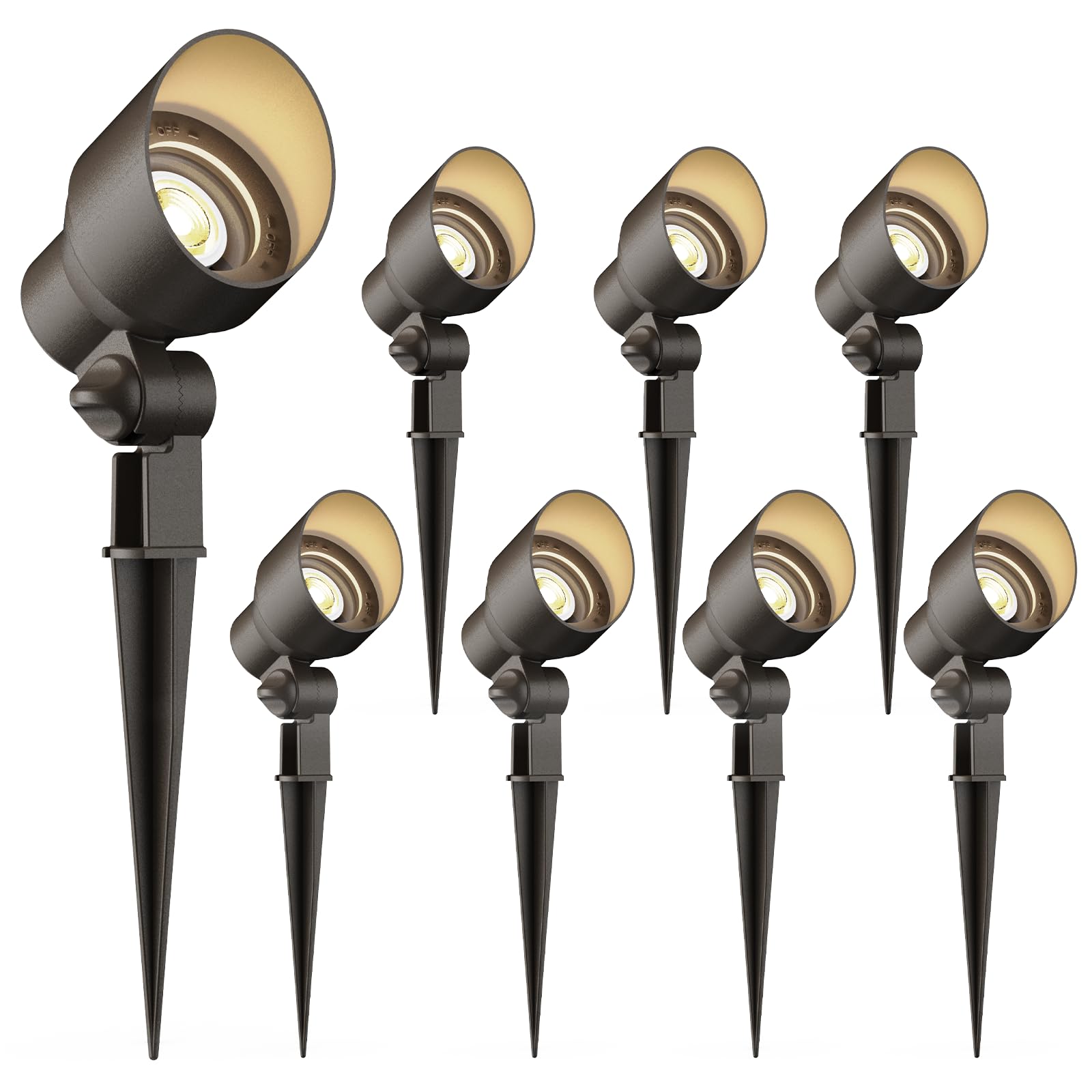 GOODSMANN Landscape Lighting Kit 8PK 3W LED 200 Lumen Metal Flood Lights 3000K Warm White Model GG9121-16501-08A