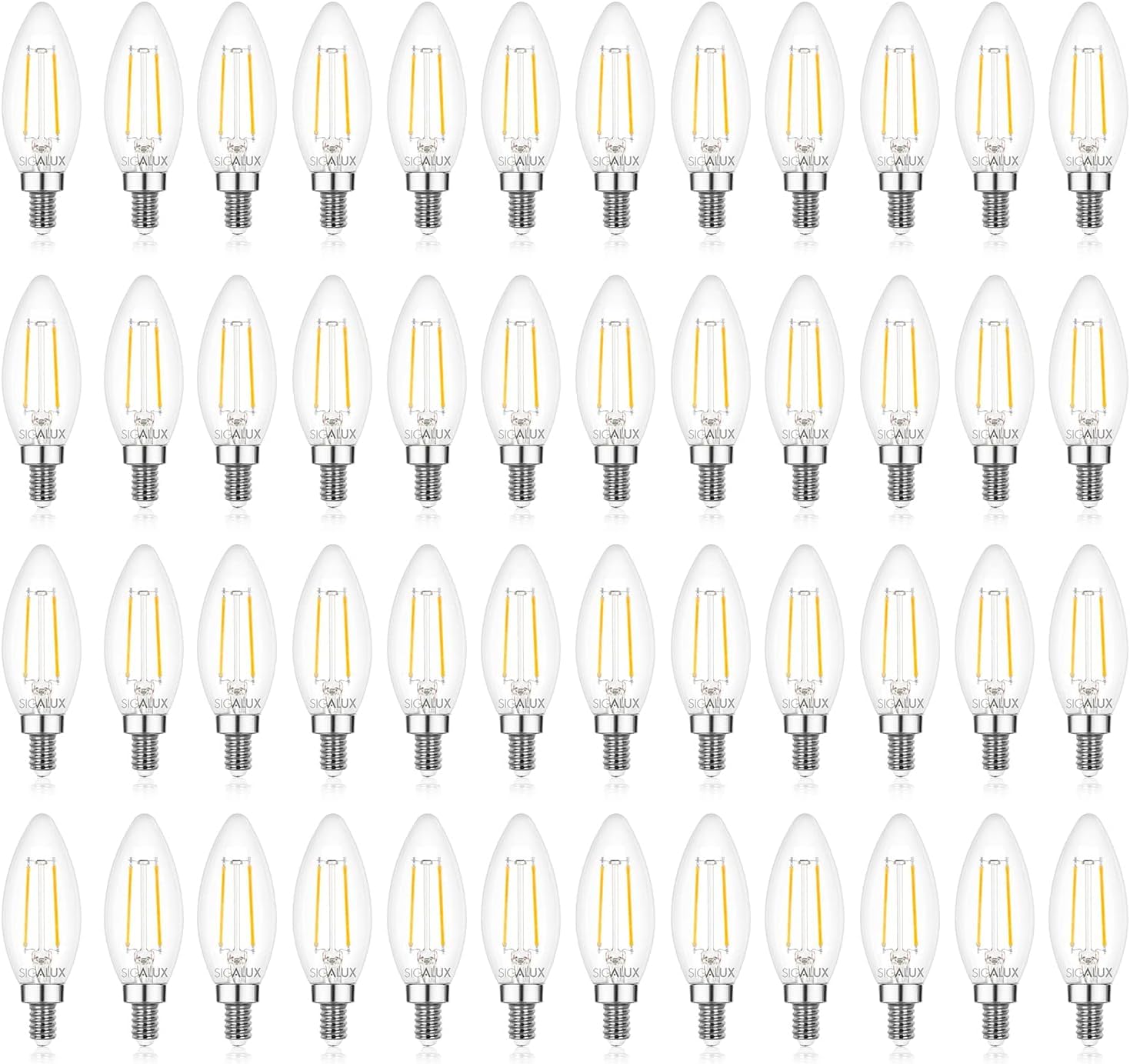 Sigalux E12 LED Bulb Dimmable 40W Candelabra Light Bulbs B10 2700K Soft White 48 Count