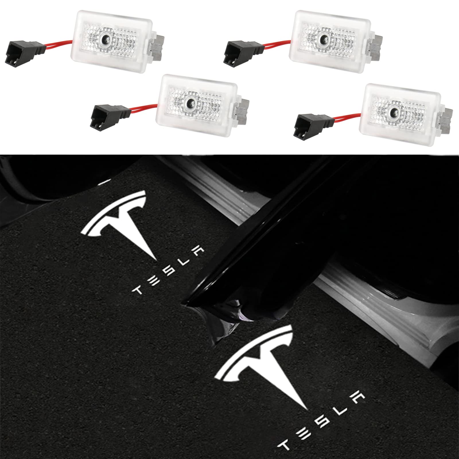 Carwiner Puddle Lights Compatible with Tesla Model 3/Y/S/X Projector Door Step Light Accessories Interior Lights