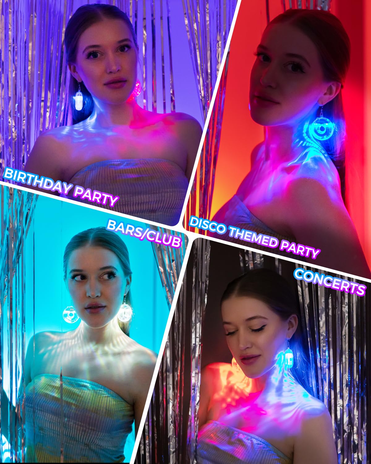 Led Hoop Disco Earrings With 16 Lighting Modes | Usb-Rechargeable Wireless Light Up Earrings For Parties  Raves  Concerts & Festivals | Sparkling Dance Accessories For Women