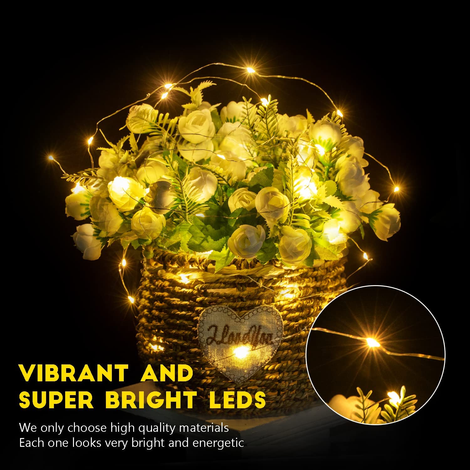 Fairy Lights Battery Operated - 7Ft 20 Led Waterproof Mini Firefly String Lights with Flexible Silver Wire for Wedding Mason Jar