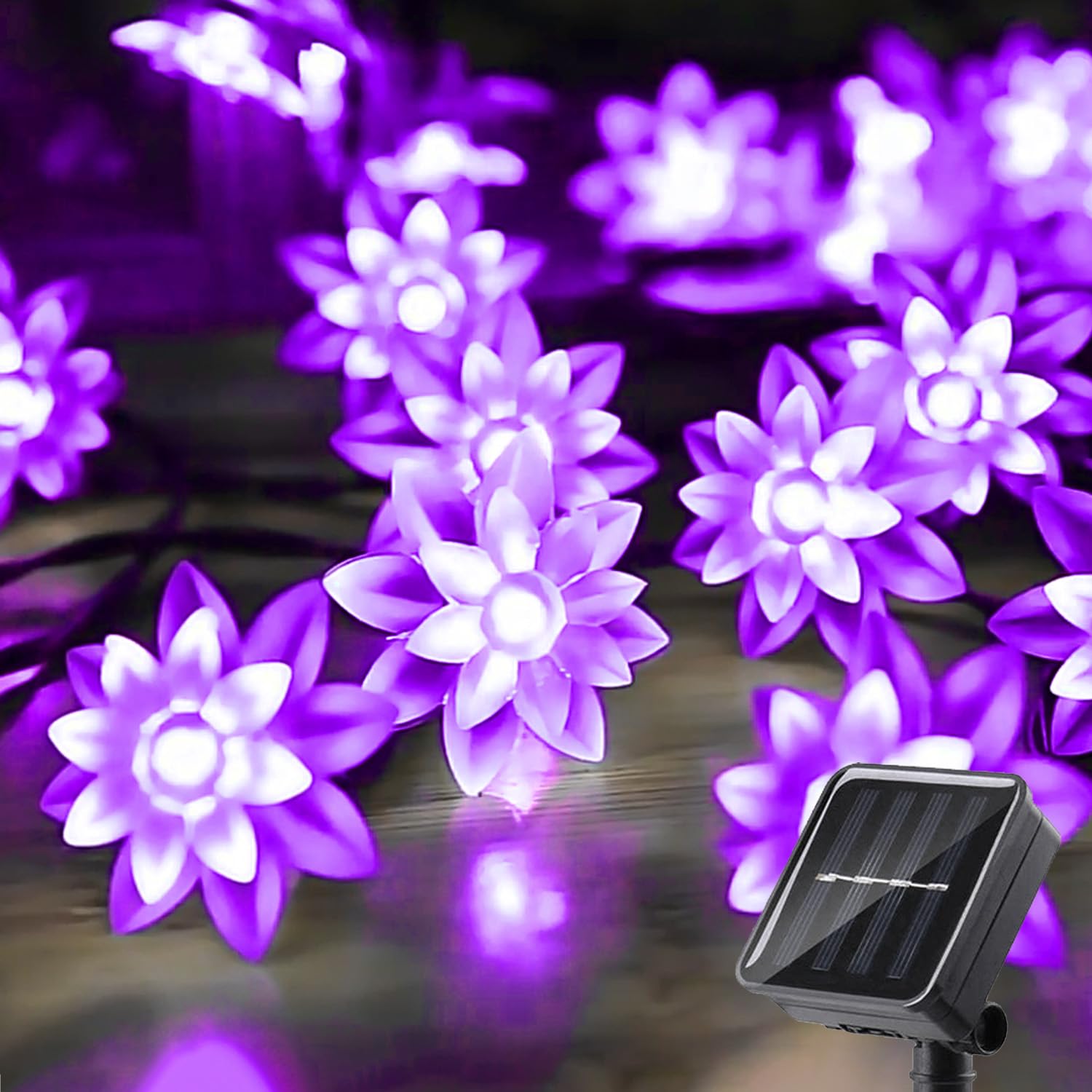 ITICdecor Solar Flower String Lights Outdoor Waterproof 50 LED Upgraded Flower Fairy Light for Garden Fence Patio Yard Christmas