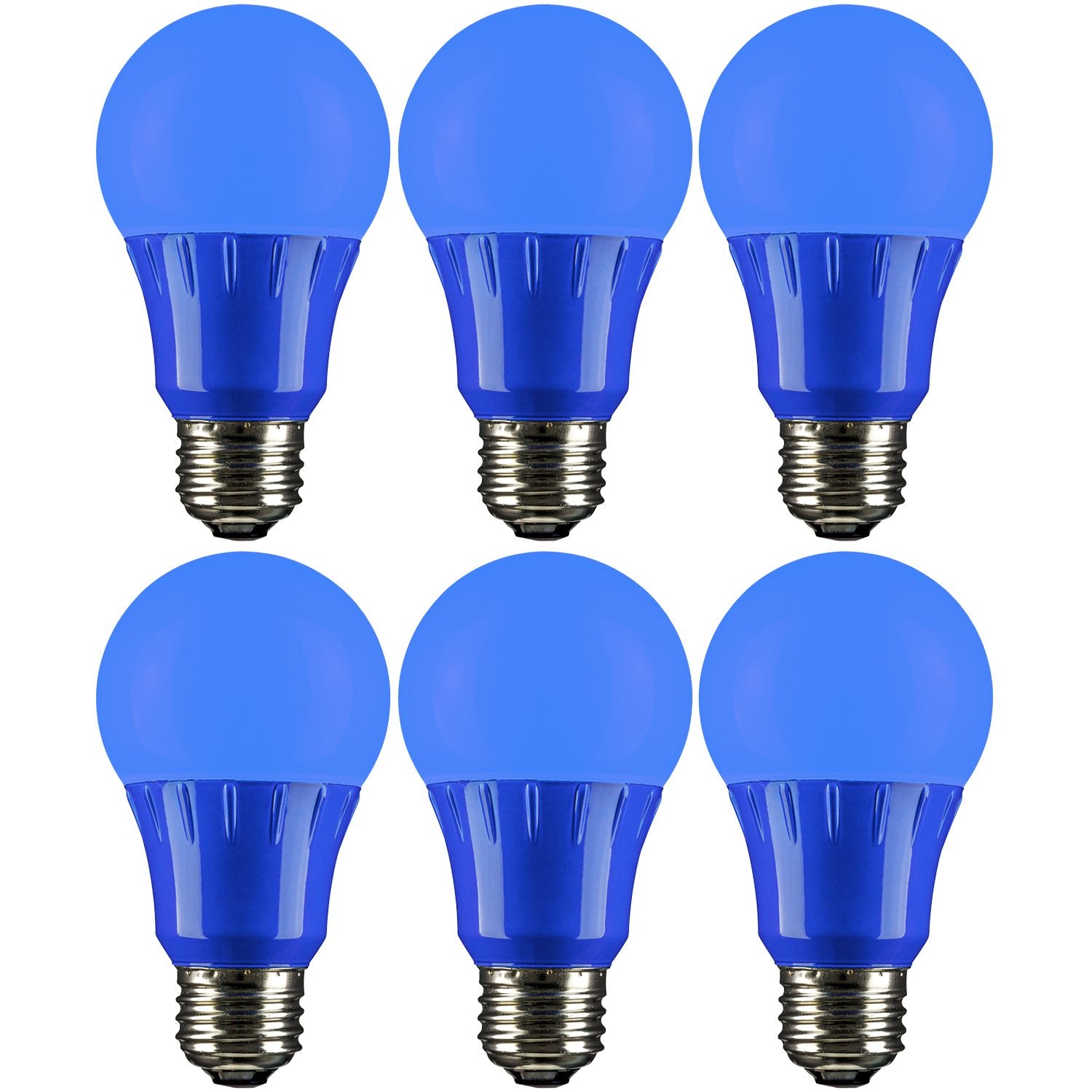 Sunlite LED A19 Light Bulb 3W (25W Equivalent) E26 Medium Base Non-Dimmable 6 Count Blue