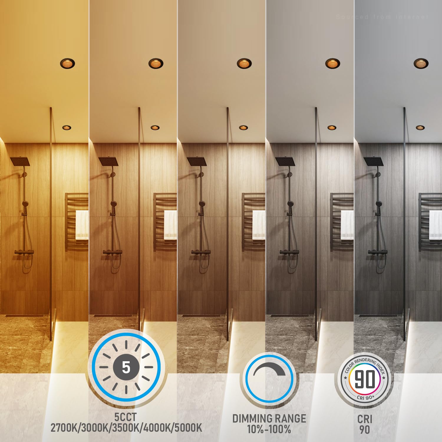 TORCHSTAR 6 Inch LED Canless Recessed Lighting, 8-Pack, Dimmable, Anti-Glare, CRI90, 5CCT, Oil Rubbed Bronze,