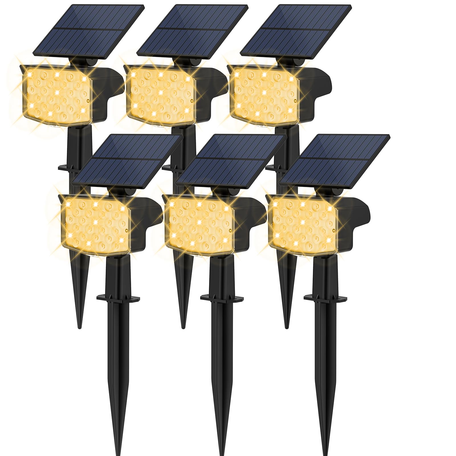 NACINIC Solar Spot Lights Outdoor Waterproof Adjustable 6 Pack Warm White