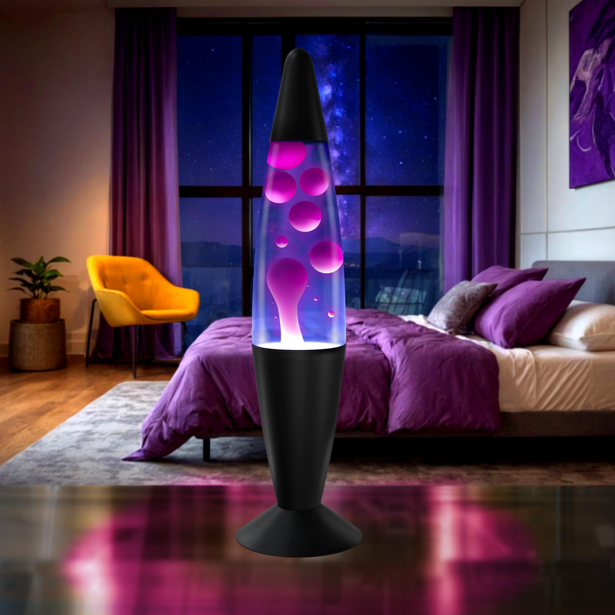 JAMBO 16" Magma Liquid Lamp - Purple with White/Pink Wax, Night Light for Living Room, Office, Bedroom, Model 58000