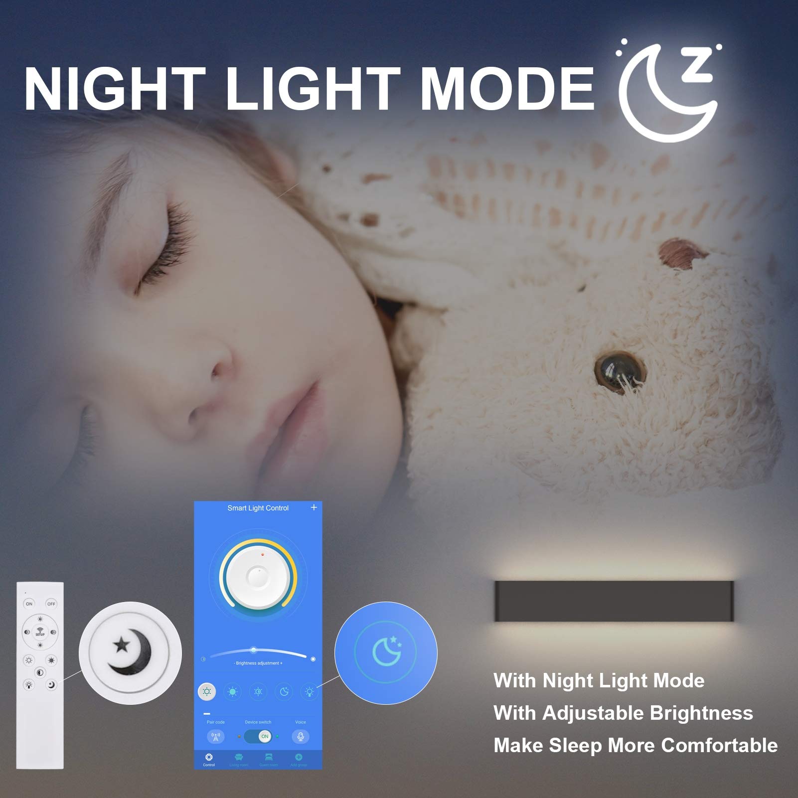 Aipsun 32.6In App & Remote Control Dimmable Modern Black Vanity Light Fixtures Color Temperature Adjustable Led Bathroom Light F