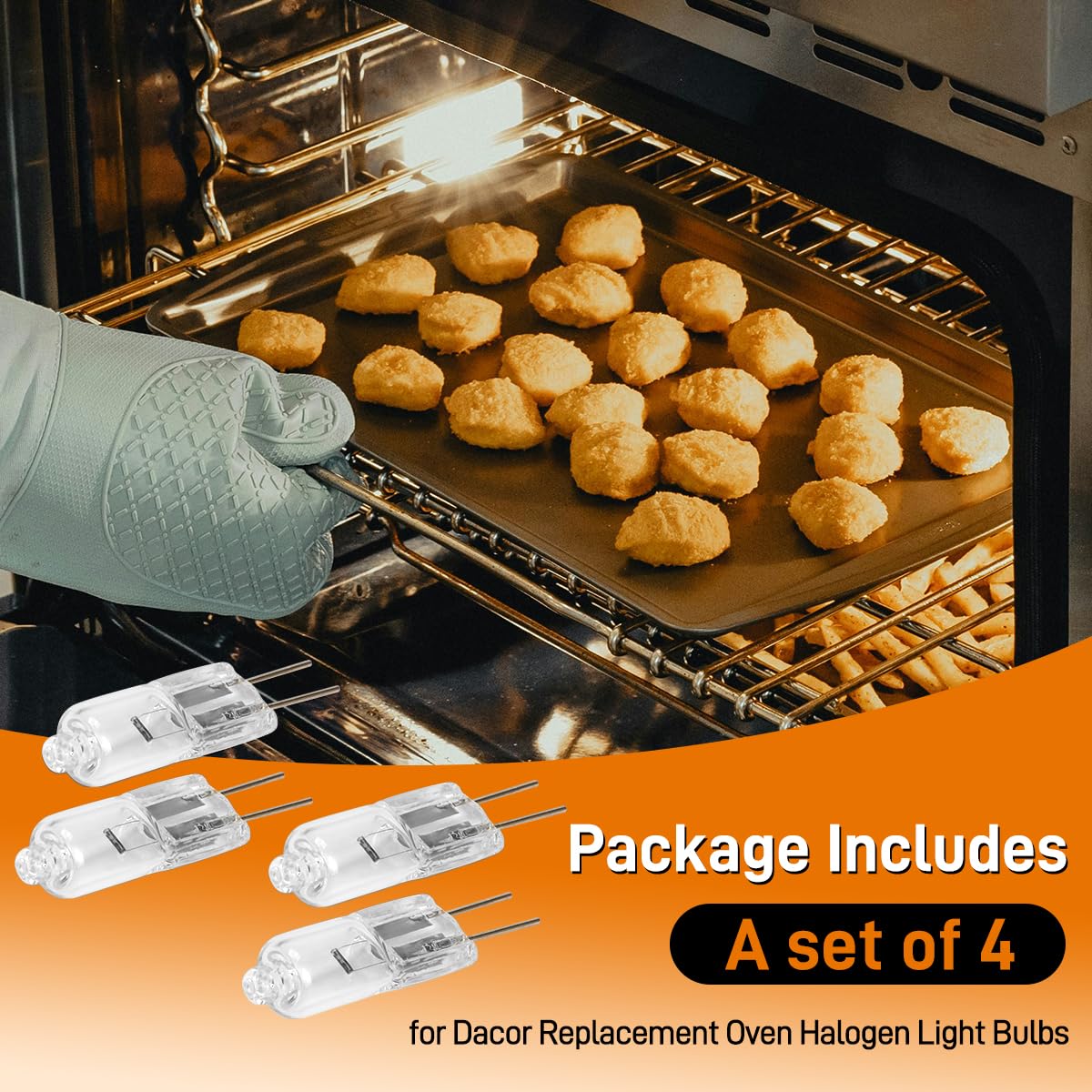 MOTOQUEEN Oven Light Bulb 10W 12V G4 Bi-Pin Base Halogen - 4 Pack, White, Model MOTOQUEEN3857