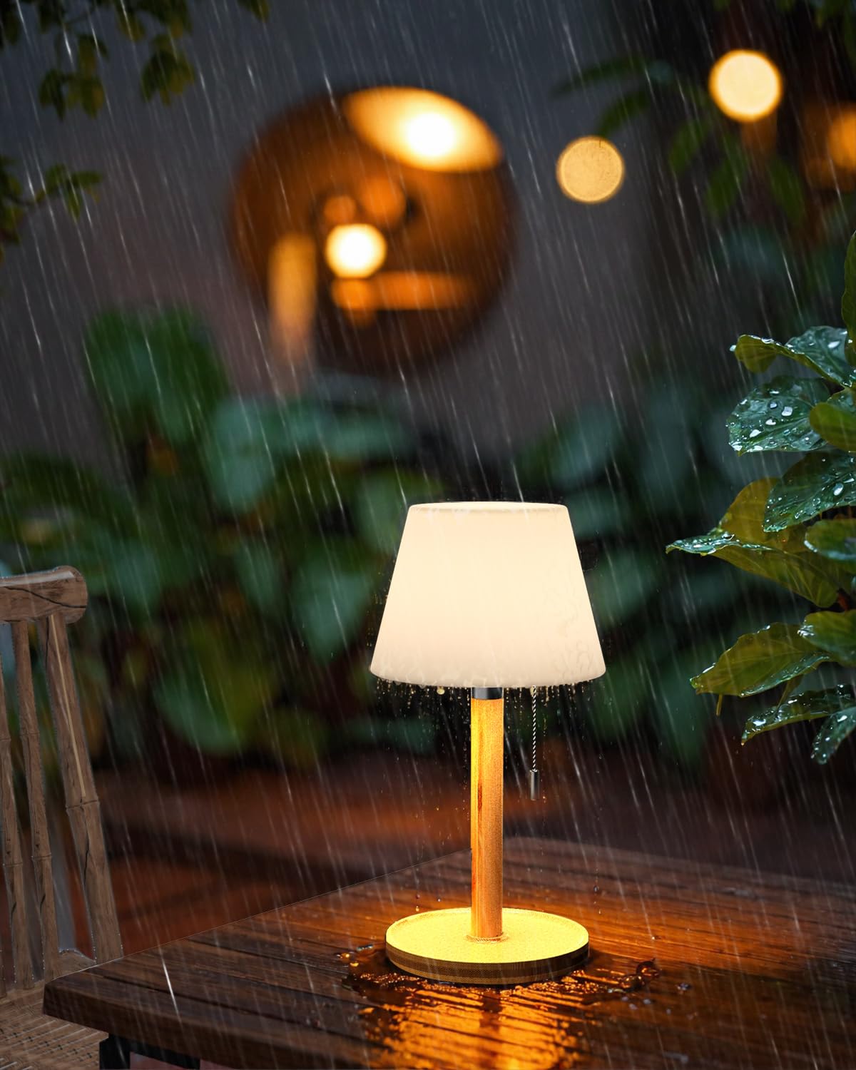 INTELIVE Small Outdoor Waterproof Table Lamp - Cordless Rechargeable, 3 Lighting Modes, Milky White, Ideal for Patio, Garden, Camping, Bathroom