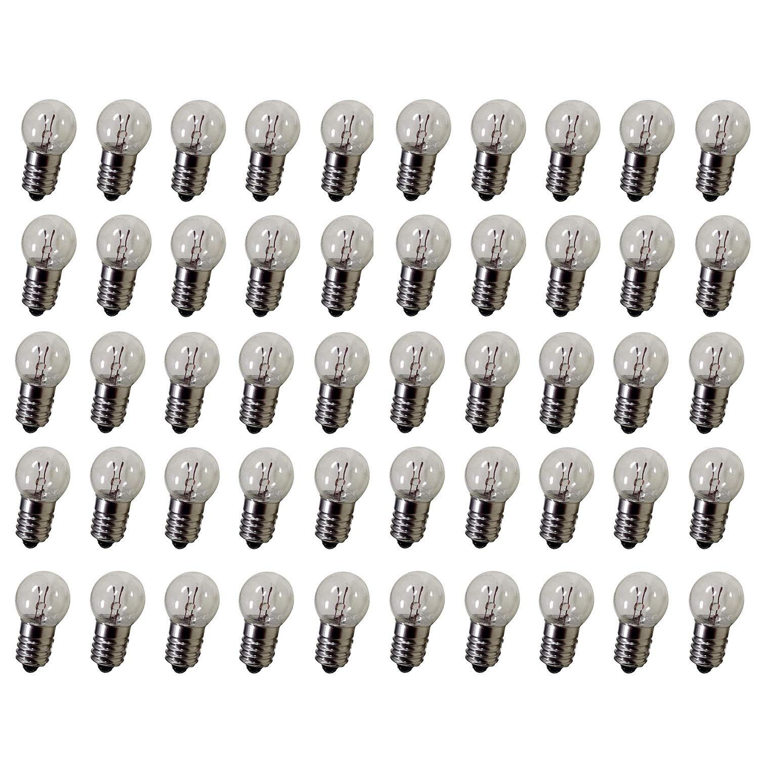 Gutreise Dc 50Pcs E10 6V 0.3A Warm White Bulb Light Bulbs Miniature Screw Base (6V)