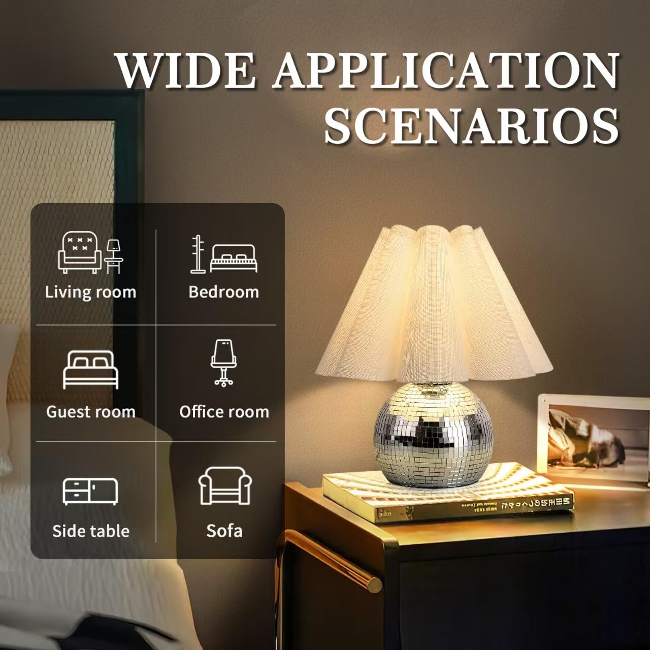 Ziqqeelam Disco Small Table Lamp For Bedroom, Funky Lamp Ball Lamps For Kitchen, Mini Table Lamps For Small Spaces With Scallope