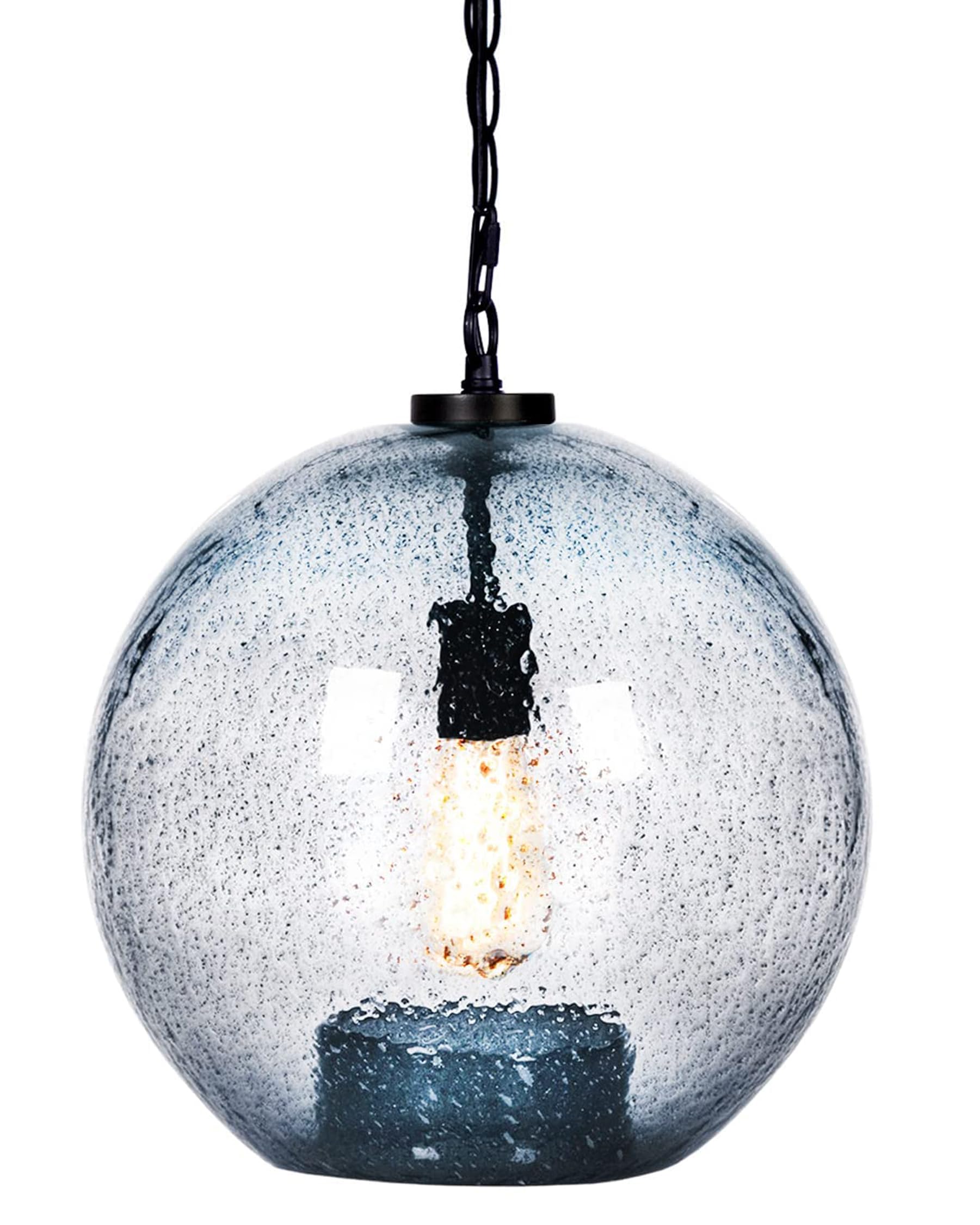 CASAMOTION Farmhouse Pendant Lighting Hand Blown Blue Glass Kitchen Island Dining Room Table Entryway Black Ceiling Hanging Ligh