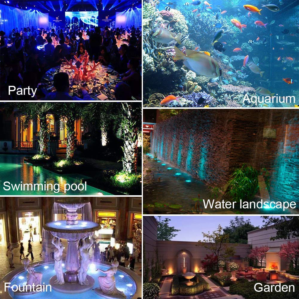 Gzkanful Underwater Pond Lights, Rgb Color Changing Spotlight Colored Led Fountain Lights Landscape Outdoor Spot Light Ip68 Waterproof Dimmable For Garden Yard Lawn Holiday Halloween (4 Lights)