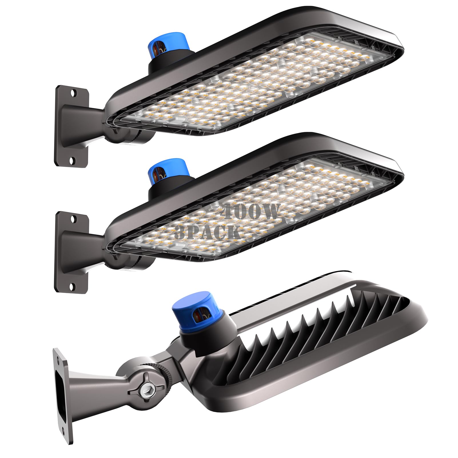 Lightdot 400W Led Parking Lot Light - 60000Lm, Dusk To Dawn, 3-Pack, Arm Mount, Brown