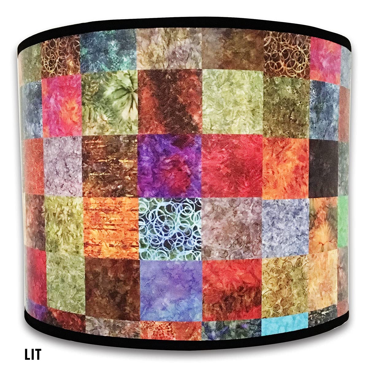 Royal Designs, Inc. Trendy Decorative Handmade Drum Shade, Made In Usa, 10In, Hbc-8008-10, Square Patchwork
