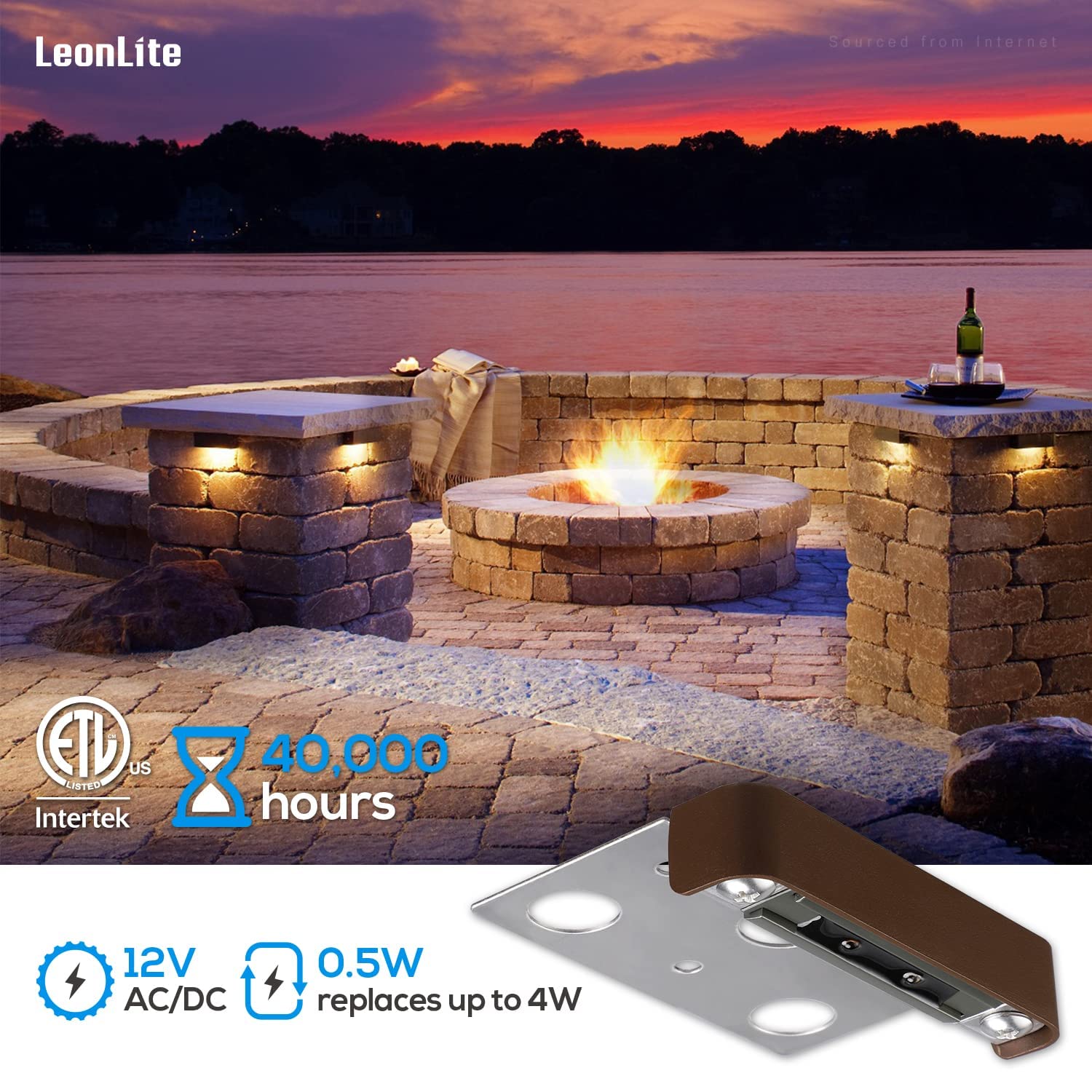 LEONLITE 4 Inch Low Voltage LED Hardscape Lighting - 8-Pack, Soft White (2700K), Aluminum, Model SJ1HSL-1W4IN27-8P