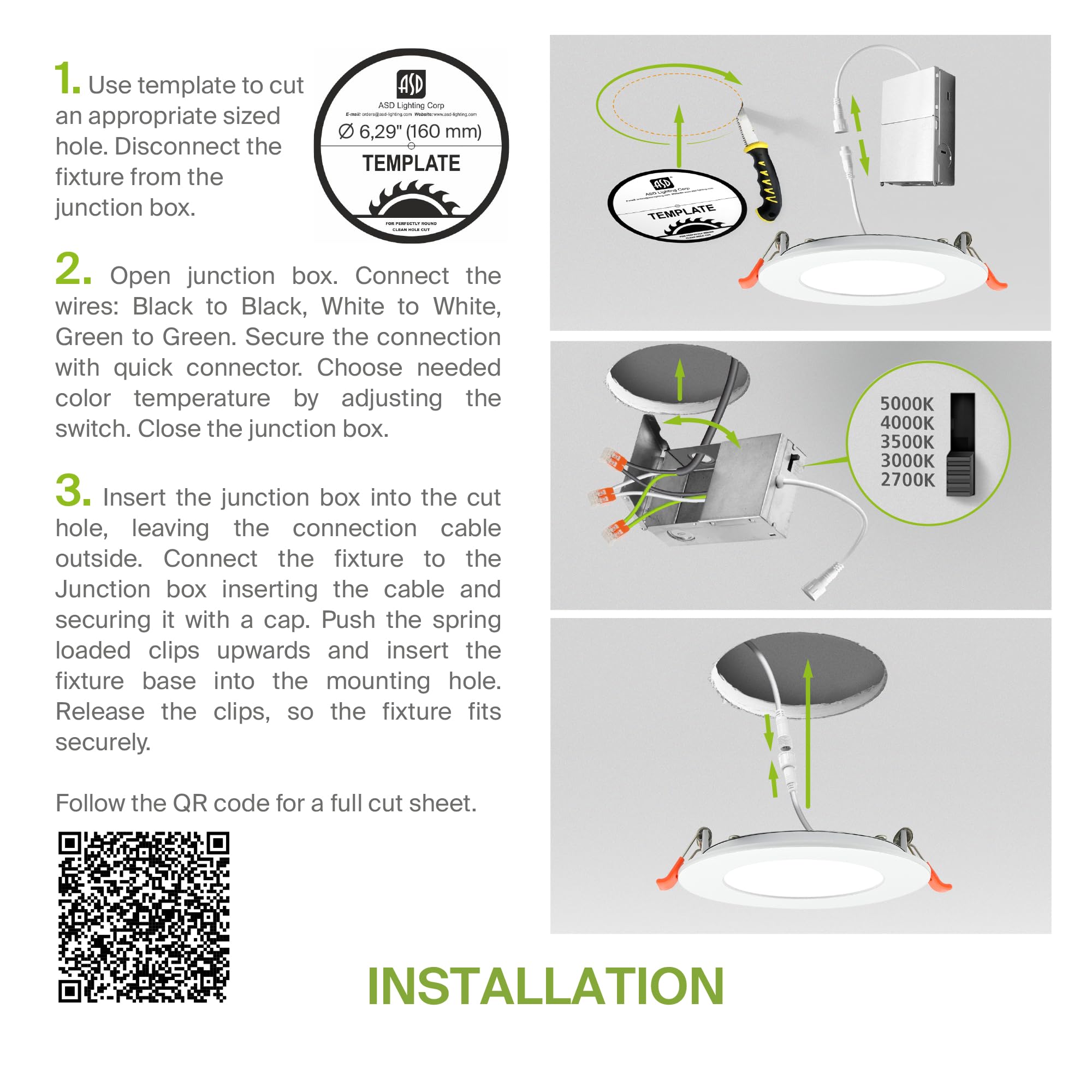 Asd 6 Pack Led Recessed Lighting 6 Inch 12W  5 Cct 2700K-5000K Cri90+  Ic Rated Ultra Thin Dimmable Ceiling Lights With J Box  Canless Wafer Downlight  Round Slim Panel Light  Energy Star Etl  White