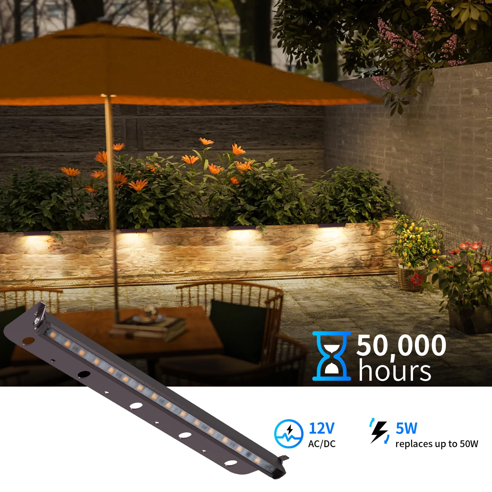 Kwinmyso 4-Pack 12" LED Hardscape Paver Lights, 2700K Warm White, Aluminum, Low Voltage, 50,000 Hours Lifespan, Model HL-