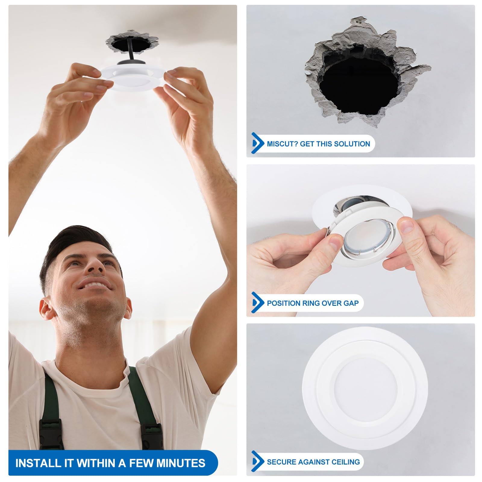 Patikil 5.71 Id 7.28 Od Light Trim Ring  White Goof Ring Matte Circular Light Cover Lighting Fixture For Ceiling Wall Recessed Can Downlights