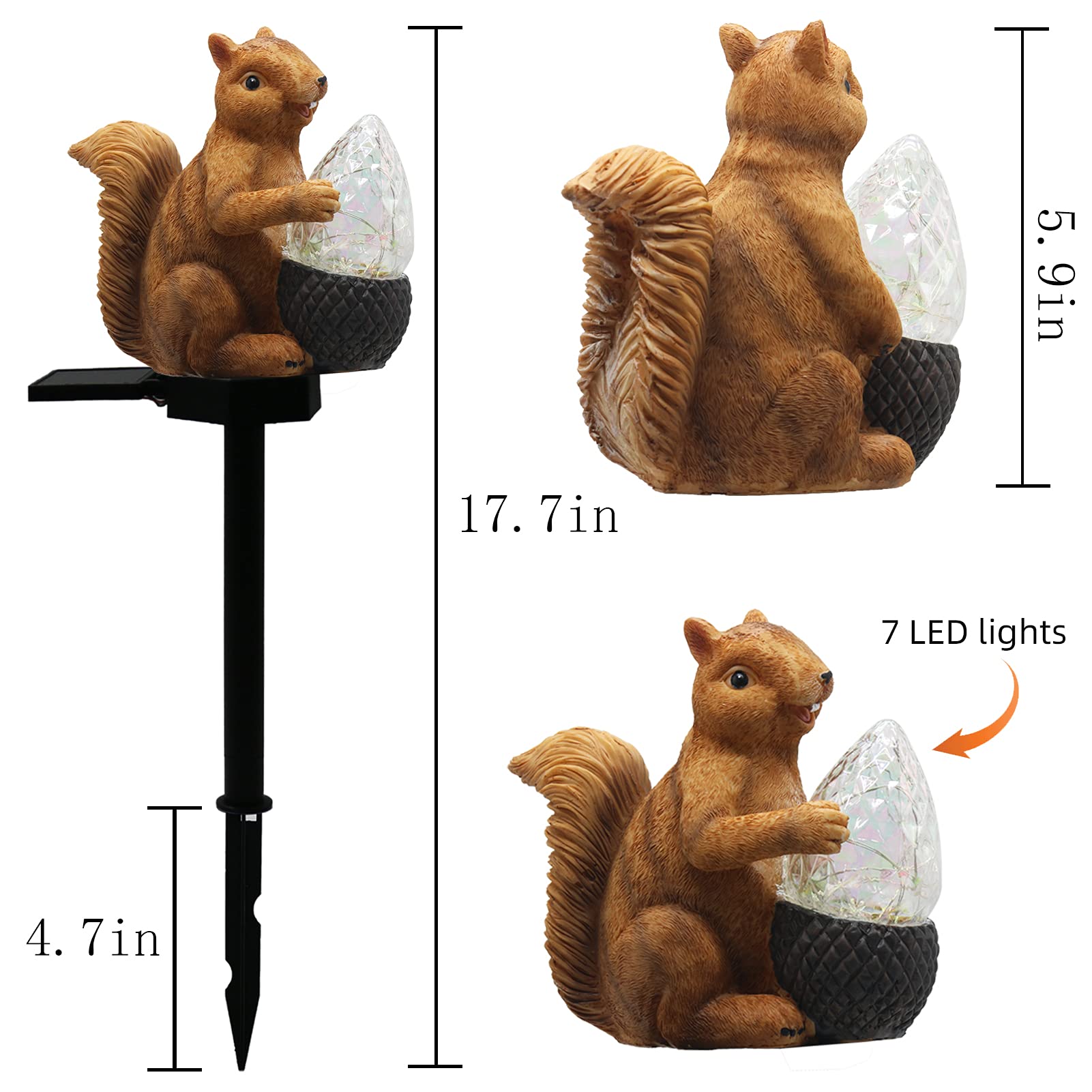 Vgyvgycc Upgraded Solar Garden Lights, Outdoor Decor - Solar Squirrel Stake Lights, Colorful Led, Ip65 Waterproof, For Yard, Pat