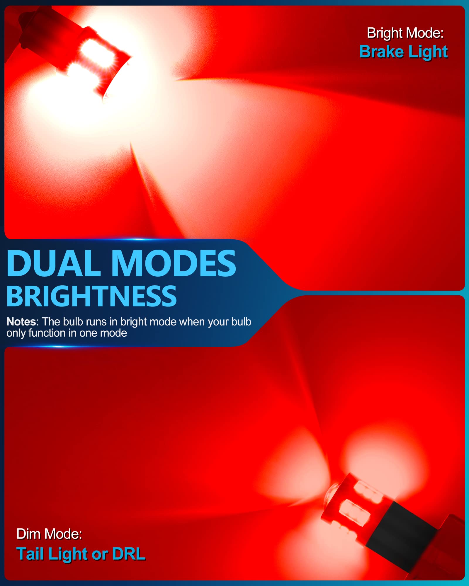Yorkim 1156 LED Bulb Red, 3000 Lumens, BA15S P21W 7506 1156-5125, Pack of 2