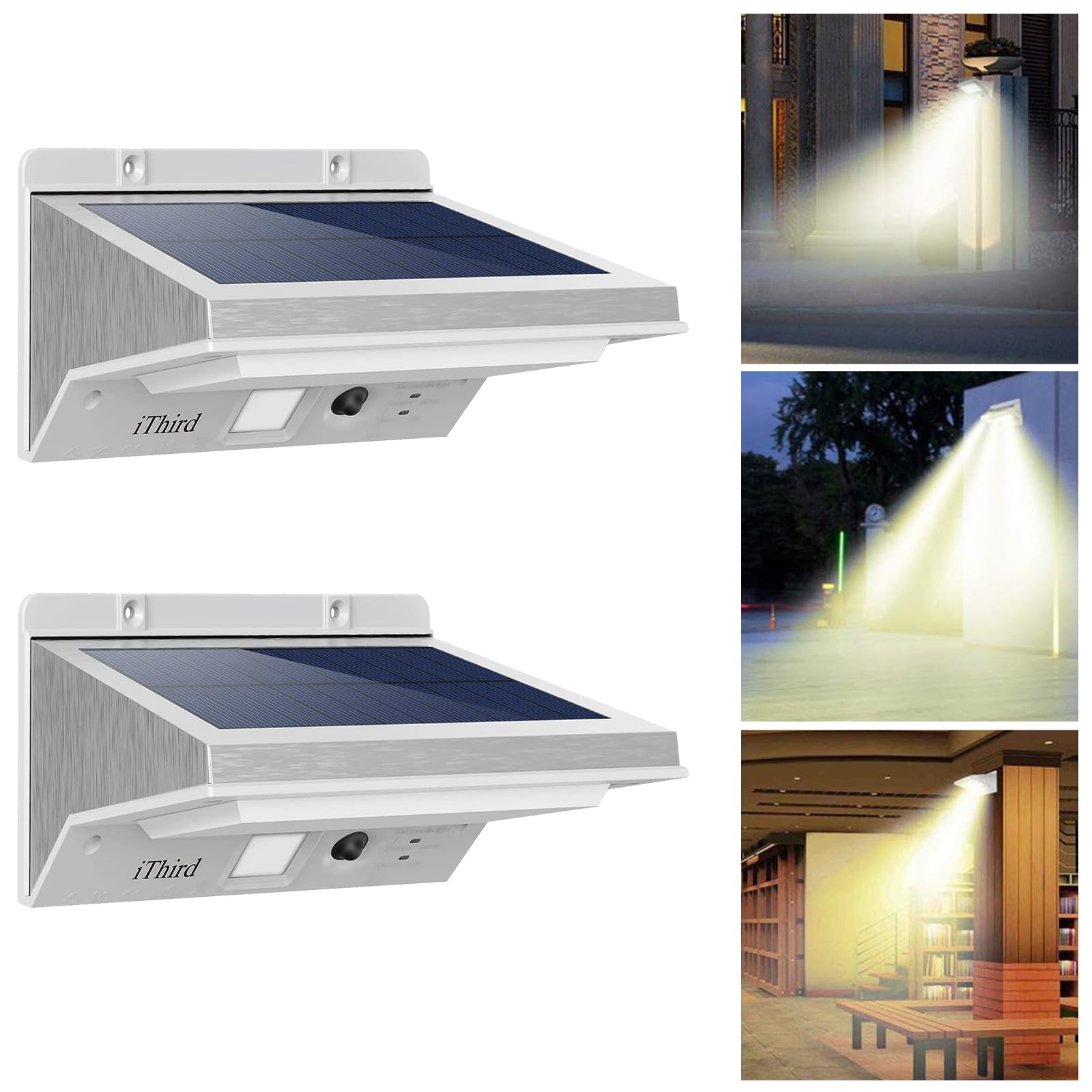iThird Solar Flood Lights Outdoor Motion Sensor: Stainless Steel Motion Sensor Lights Outdoor Waterproof Solar Security Lights f