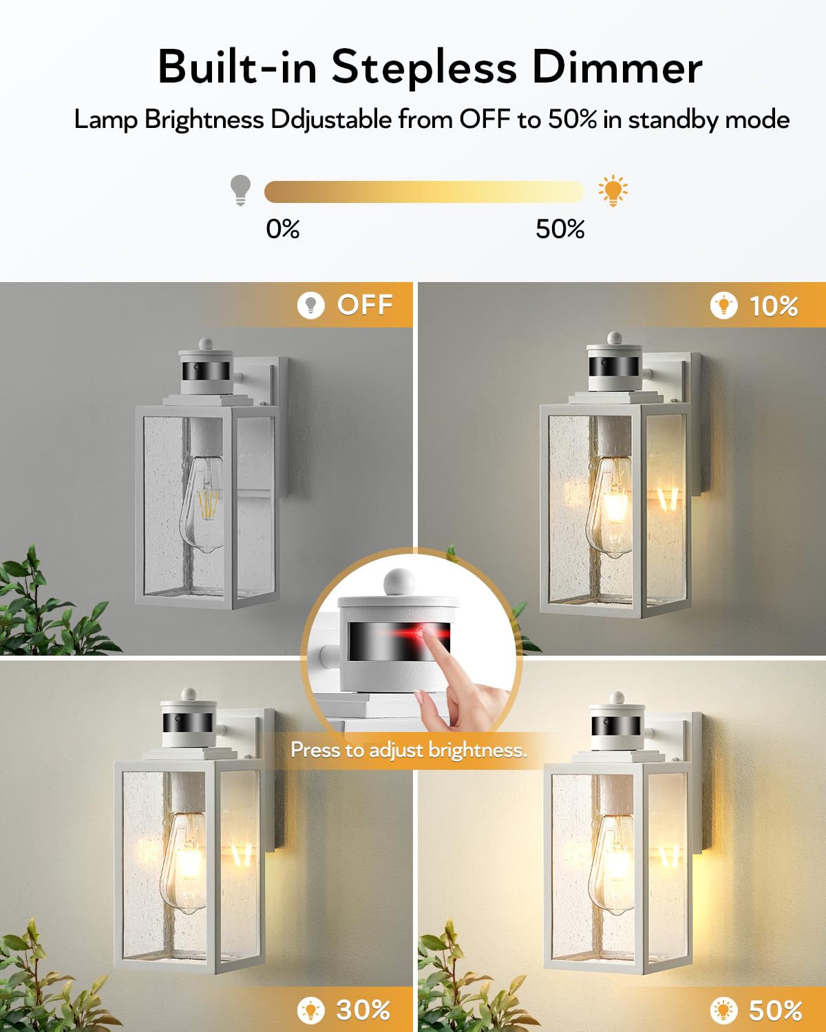 VIANIS Motion Sensor Outdoor Light Fixture, Waterproof Aluminum Wall Sconce, 1-Pack, White, Model V81301W